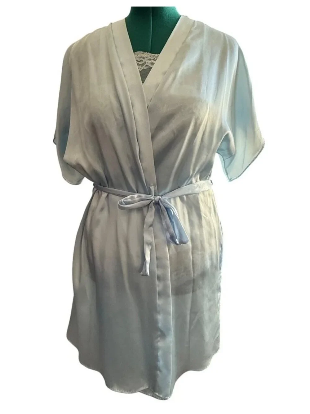 Vintage Light Blue Satin Lace Lingerie Set Medium Texsheen Cinema Etoile 2 pc - Picture 11 of 16